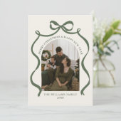 Merry Christmas Elegant Bow Photo Holiday Card Feestdagenkaart (Staand voorkant)