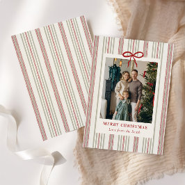 Merry Christmas Elegant Bow Photo Holiday Card Feestdagenkaart
