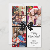 Merry Christmas Elegant Bow Present Photo Collage Feestdagenkaart (Voorkant)