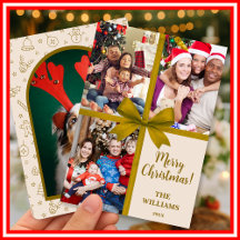 Merry Christmas Elegant Bow Present Photo Collage 