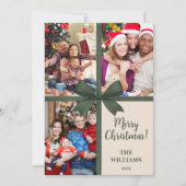 Merry Christmas Elegant Bow Present Photo Collage  Feestdagenkaart (Voorkant)