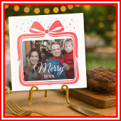 Merry Christmas Elegant Bow Present Photo Collage Servet