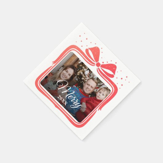  Merry Christmas Elegant Bow Present Photo Collage Servet (Hoek)