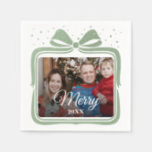 Merry Christmas Elegant Bow Present Photo Collage Servet (Voorkant)
