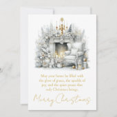Merry Christmas Elegant Fireplace with Chandelier Feestdagenkaart (Voorkant)