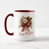 Merry Christmas Elegant Floral Personalized Name Mok (Links)