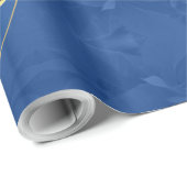 Merry Christmas Elegant Goud Script Blauw Cadeaupapier (Rol Hoek)