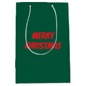 Merry Christmas elegant green &red personalized  Medium Cadeauzakje (Voorkant)