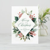 Merry Christmas Elegant Greenery Botanical Feestdagenkaart (Staand voorkant)