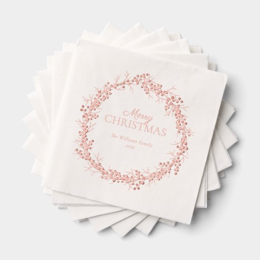 Merry Christmas Elegant Krans Party Roos Gold Folie Servetten (Insitu (Gestapeld))