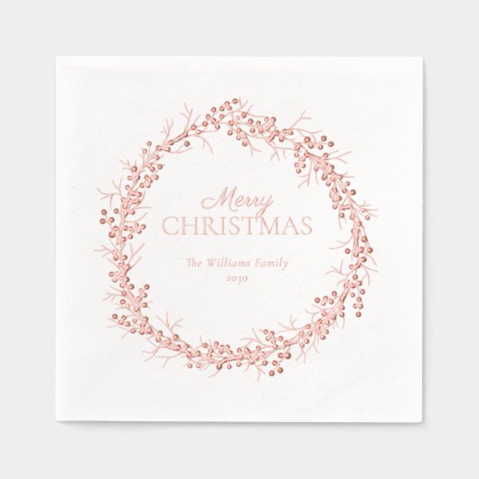 Merry Christmas Elegant Krans Party Roos Gold Folie Servetten (Voorkant)