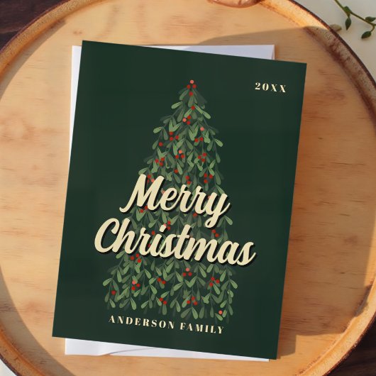 Merry Christmas Elegant Modern Christmas Tree Feestdagenkaart