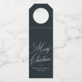 Merry Christmas elegant navy blue holiday Flessenhanger (Voorkant)