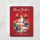 Merry Christmas Elegant One Photo ornament frame Feestdagenkaart (Voorkant)