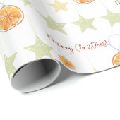 Merry Christmas Elegant Pattern Sinaasappels en St Cadeaupapier (Rol Hoek)