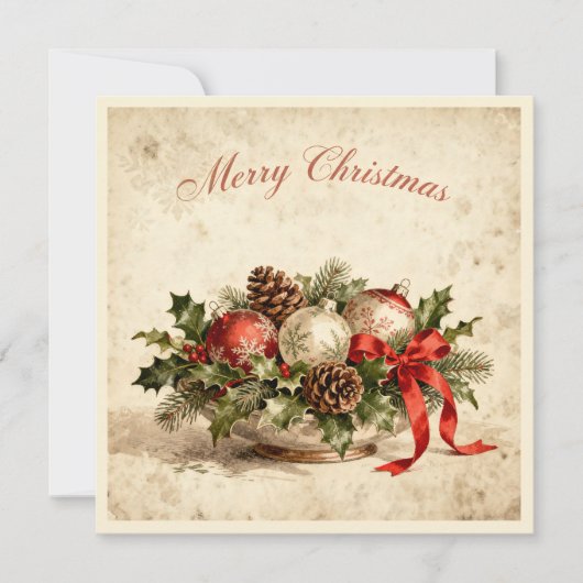 Merry Christmas-Elegant Rustic Simple Typography  Feestdagenkaart (Voorkant)