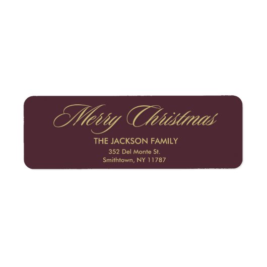 Merry Christmas Elegant Script Return Adres Etiket (Voorkant)