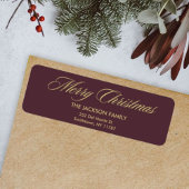 Merry Christmas Elegant Script Return Adres Etiket
