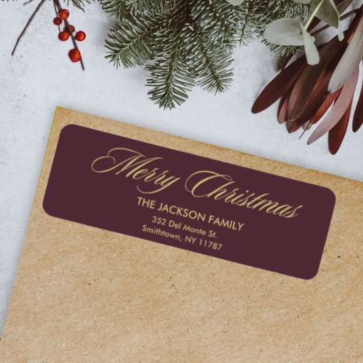 Merry Christmas Elegant Script Return Adres Etiket