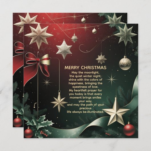 Merry Christmas elegant Stars & Festive Aankondiging (Voorkant / Achterkant)