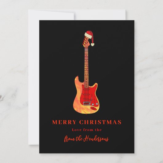 Merry Christmas elektrische gitaar Feestdagenkaart (Voorkant)