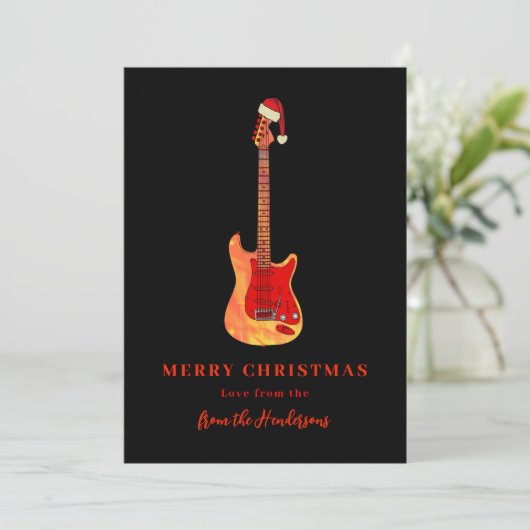 Merry Christmas elektrische gitaar Feestdagenkaart (Staand voorkant)