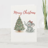 Merry Christmas Elephant Card Cute Baby Elephant Kaart (Voorkant)