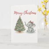 Merry Christmas Elephant Card Cute Baby Elephant Kaart (Gele Bloem)