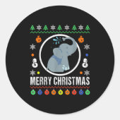 Merry Christmas Elephant Ugly Sweater Xmas Knit  Ronde Sticker (Voorkant)