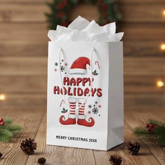 Merry Christmas Elf Boots Santa Claus Pet Wit Klein Cadeauzakje