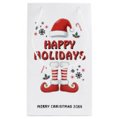 Merry Christmas Elf Boots Santa Claus Pet Wit Klein Cadeauzakje (Achterkant)