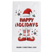 Merry Christmas Elf Boots Santa Claus Pet Wit Klein Cadeauzakje (Voorkant)