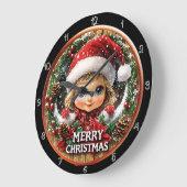 Merry Christmas Elf Child Krans Grote Klok (Hoek)