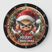 Merry Christmas Elf Child Krans Grote Klok (Voorkant)