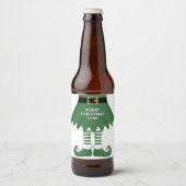 Merry Christmas Elf Holiday Green Bier Etiket (Voorkant)