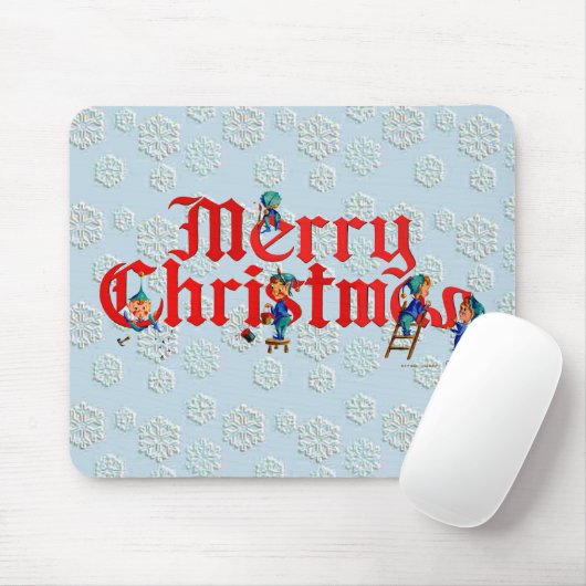 MERRY CHRISTMAS ELF PAD DOOR SHARON SHARPE MUISMAT (Met muis)