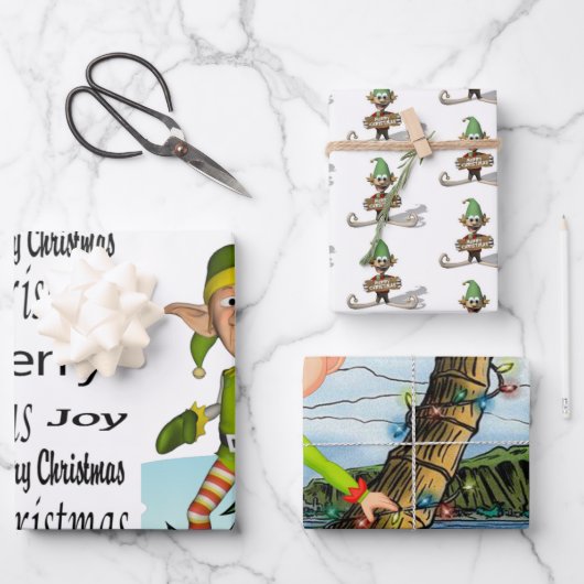 Merry Christmas Elf Santa Golfing Beach Snowman Inpakpapier Vel (Voorkant)