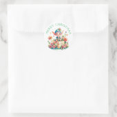 Merry Christmas Elf Waterverf Illustratie Ronde Sticker (Tas)