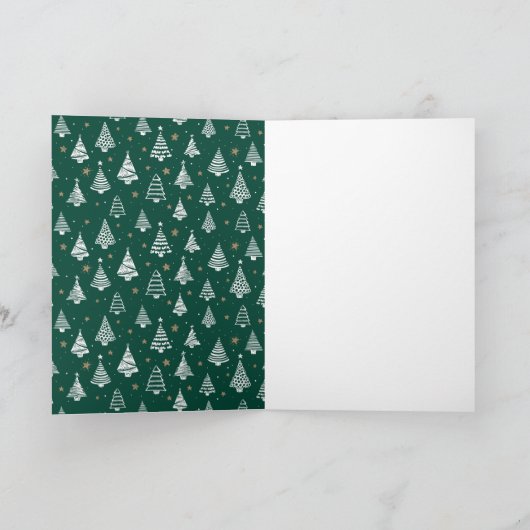 Merry Christmas Emerald Green Photo Collage Folded Feestdagen Kaart (Binnen)