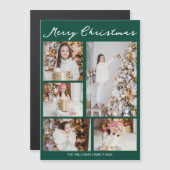 Merry Christmas Emerald Green Photo Magnet Card (Voorkant / Achterkant)