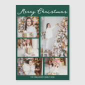 Merry Christmas Emerald Green Photo Magnet Card (Voorkant)