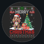 Merry Christmas Er Spaniel Hondenliefhebbers Ugly  Ronde Sticker<br><div class="desc">Merry Christmas Er Spaniel Hondenliefhebbers Ugly Xmas Sweater</div>