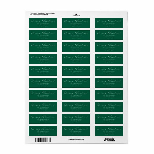 Merry Christmas Evergreen Return Address Label (Full Sheet)