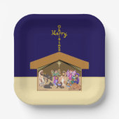 Merry Christmas Fabric Font Cross Over Nativity Papieren Bordje (Voorkant)