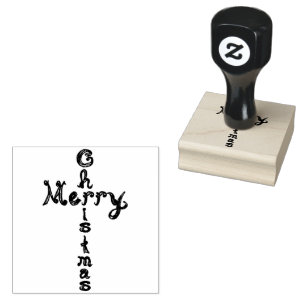 Merry Christmas Fabric Font Cross Wood Art Stamp Rubberstempel