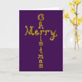 Merry Christmas Fabric Font Gold Cross Card Kaart (Gele Bloem)