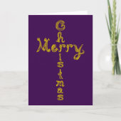 Merry Christmas Fabric Font Gold Cross Kaart (Voorkant)