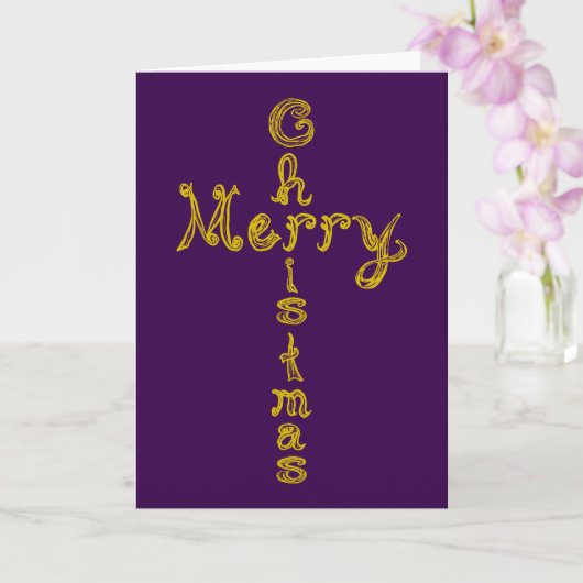 Merry Christmas Fabric Font Gold Cross Kaart (Orchidee)