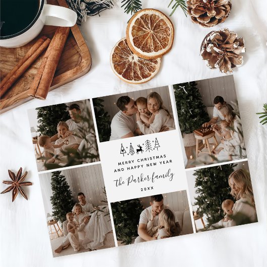 Merry Christmas Family 6 Photo Collage Feestdagenkaart