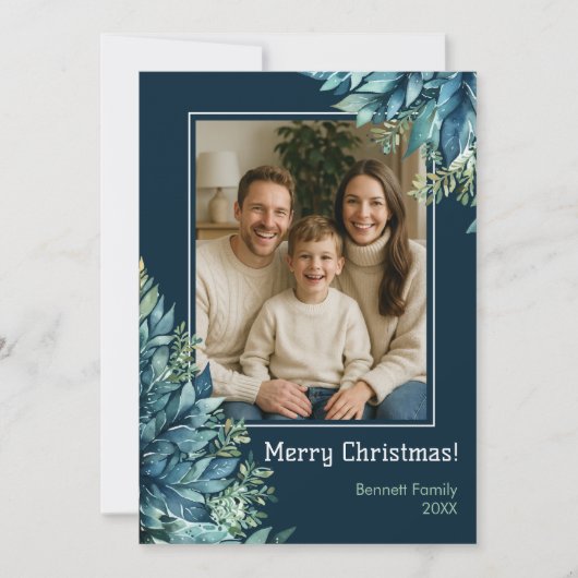 Merry Christmas family custom photo holiday card Kaart (Voorkant)